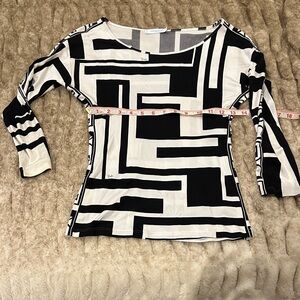 Emilio Pucci Black and White Geometric Long Sleeve Top size 4